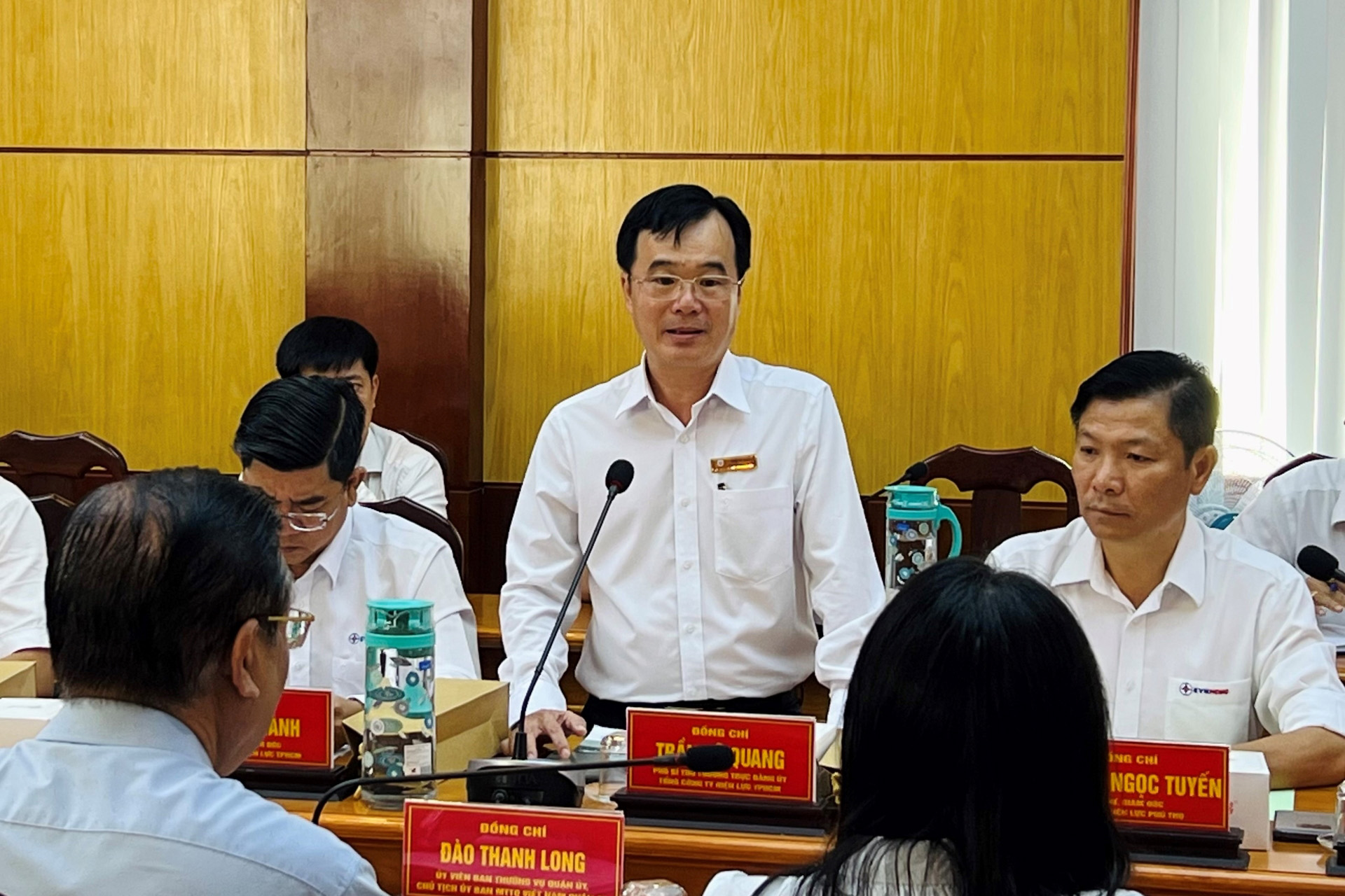 Đồng chí Trần Vũ Quang - Phó Bí thư Thường trực Đảng ủy EVNHCMC phát biểu tại hội nghị.